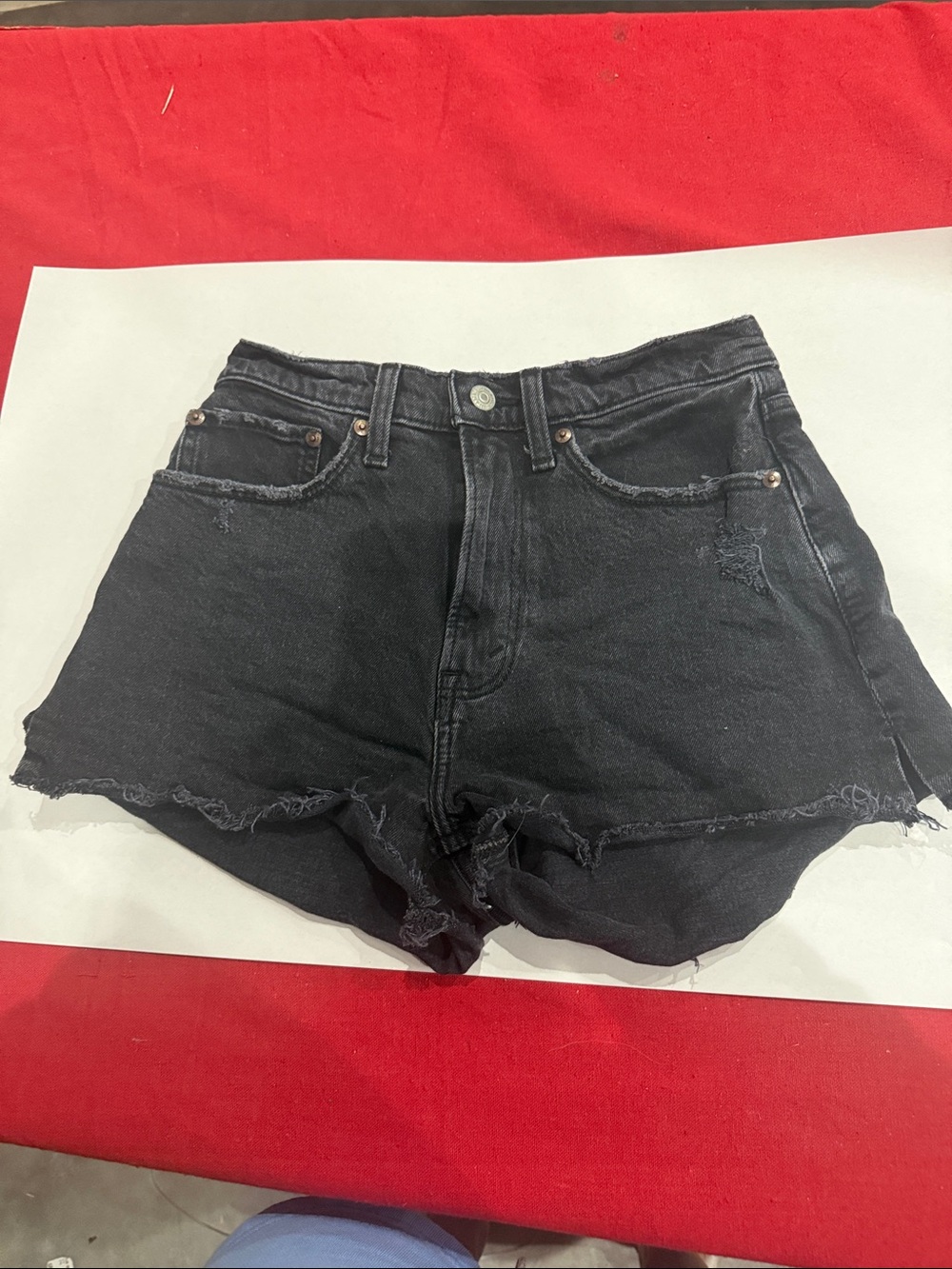 Abercrombie & Fitch curve love Black High-Rise Distressed Denim Shorts